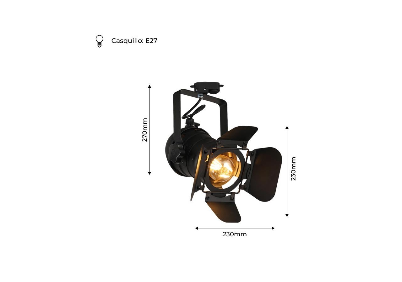 Projecteur sur rail monophasé orientable "Cinema" - E27 - LV233-MON - Barcelona LED