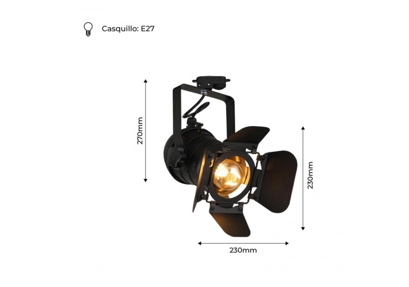 Projecteur sur rail monophasé orientable "Cinema" - E27 - LV233-MON - Barcelona LED Projecteur sur rail monophasé orientable "Cinema" - E27 - LV233-MON - Barcelona LED