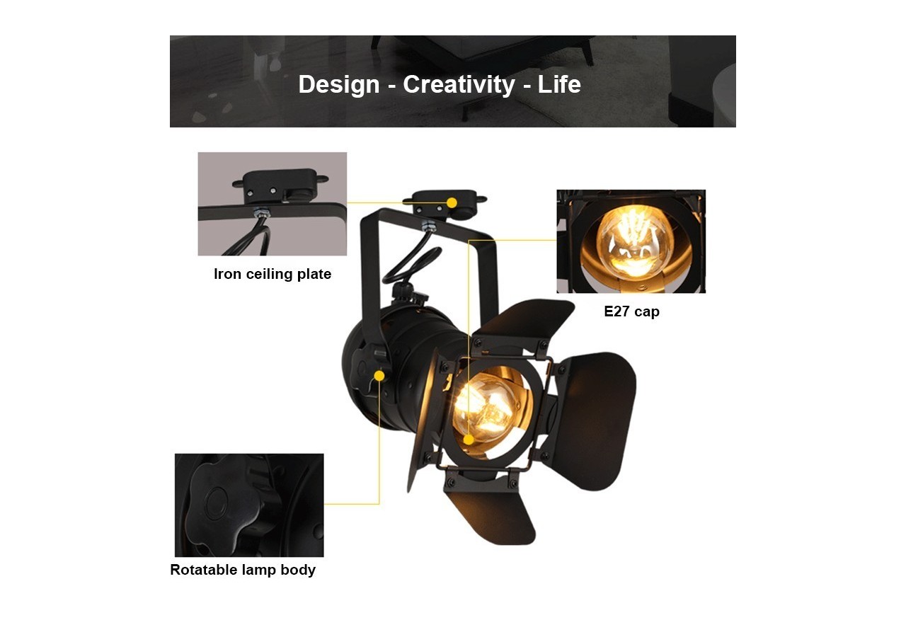 Projecteur sur rail triphasé orientable "Cinema" - E27 - LV233-TRI - Barcelona LED