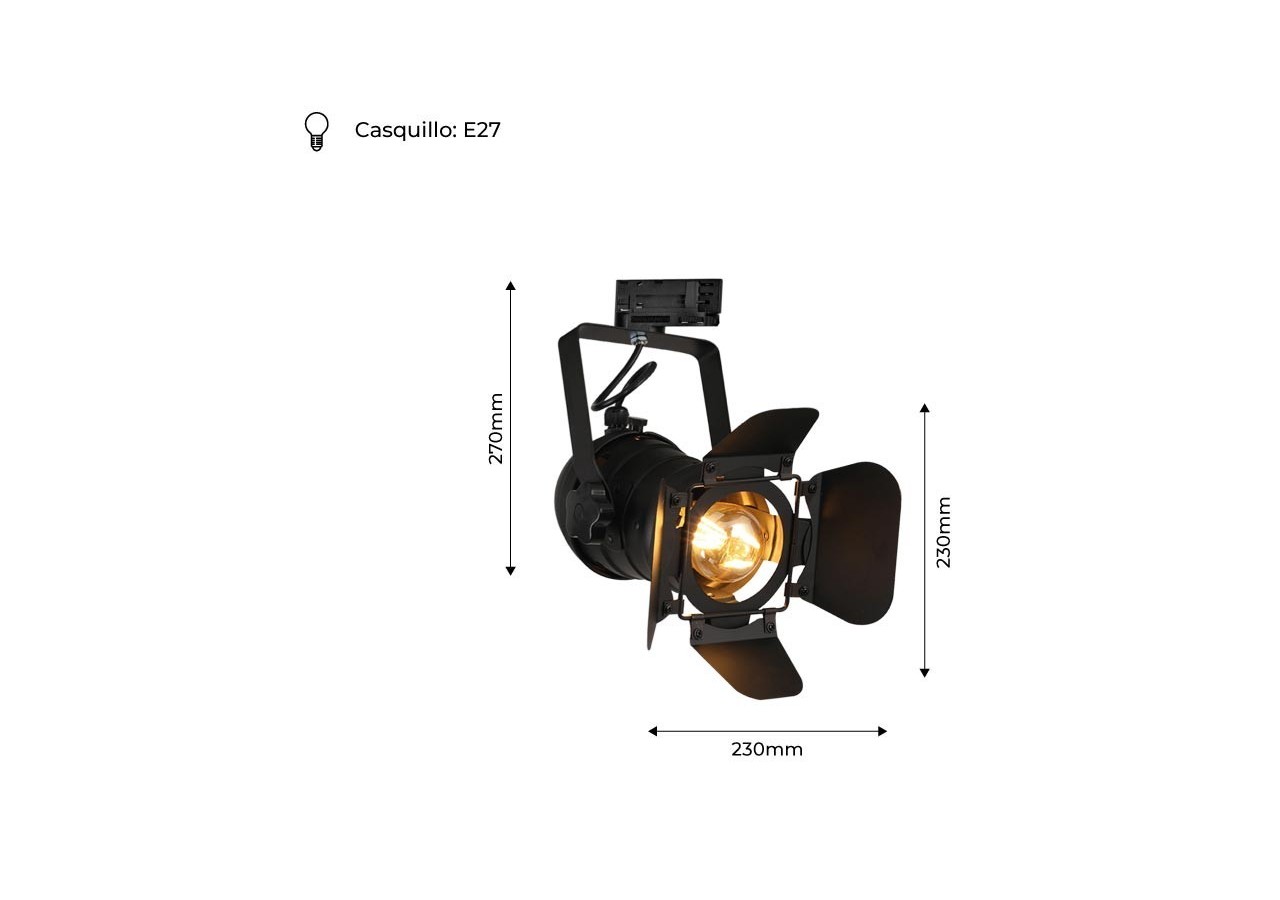 Projecteur sur rail triphasé orientable "Cinema" - E27 - LV233-TRI - Barcelona LED