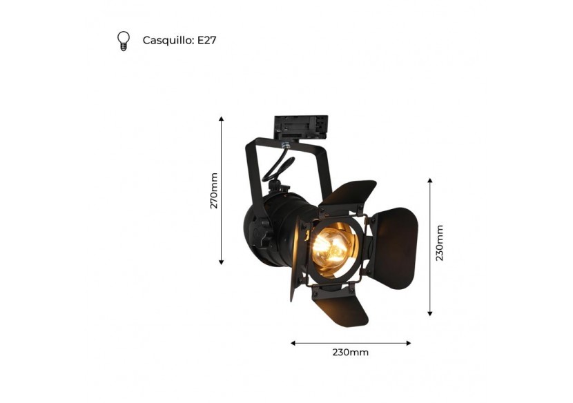 Projecteur sur rail triphasé orientable "Cinema" - E27 - LV233-TRI - Barcelona LED Projecteur sur rail triphasé orientable "Cinema" - E27 - LV233-TRI - Barcelona LED