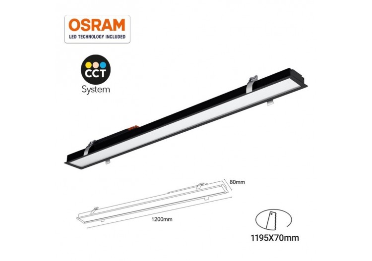 Linéaire LED encastrable CCT 40W UGR19 Puces Osram CHIP - B9091-B-CCT - Barcelona LED