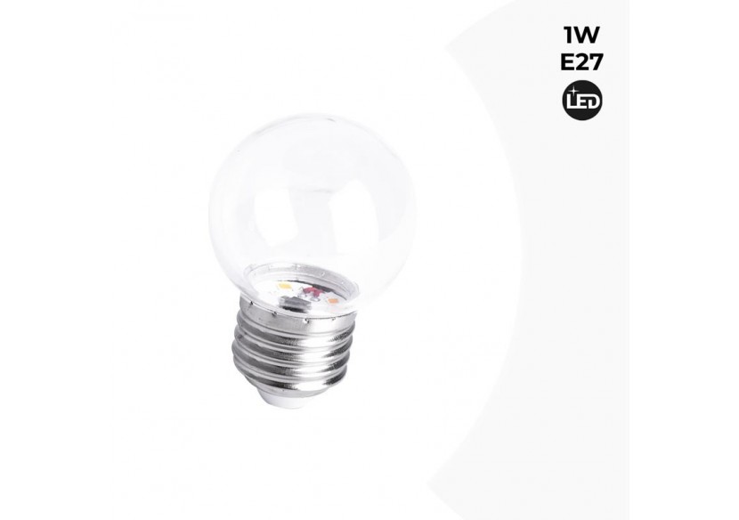 Ampoule LED E27 1W G45 transparente - B1318-E27-AR - Barcelona LED Ampoule LED E27 1W G45 transparente - B1318-E27-AR - Barcelona LED