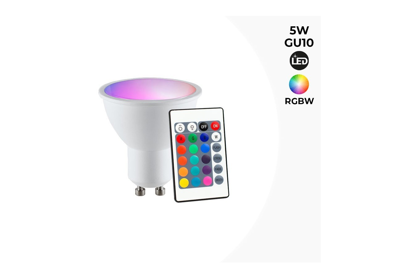 Ampoule LED GU10 RGBW 5W avec télécommande - BC1-GU10-RGBW - Barcelona LED