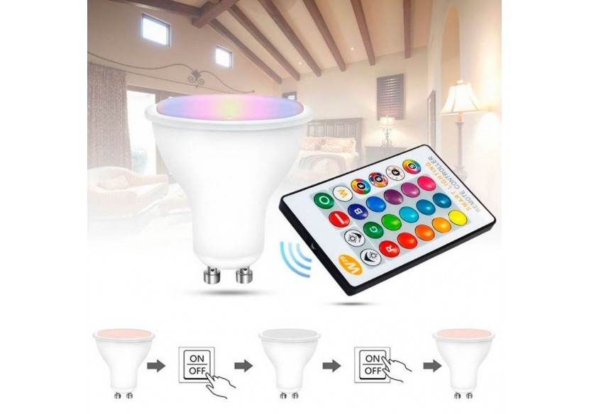 Ampoule LED GU10 RGBW 5W avec télécommande - BC1-GU10-RGBW - Barcelona LED Ampoule LED GU10 RGBW 5W avec télécommande - BC1-GU10-RGBW - Barcelona LED
