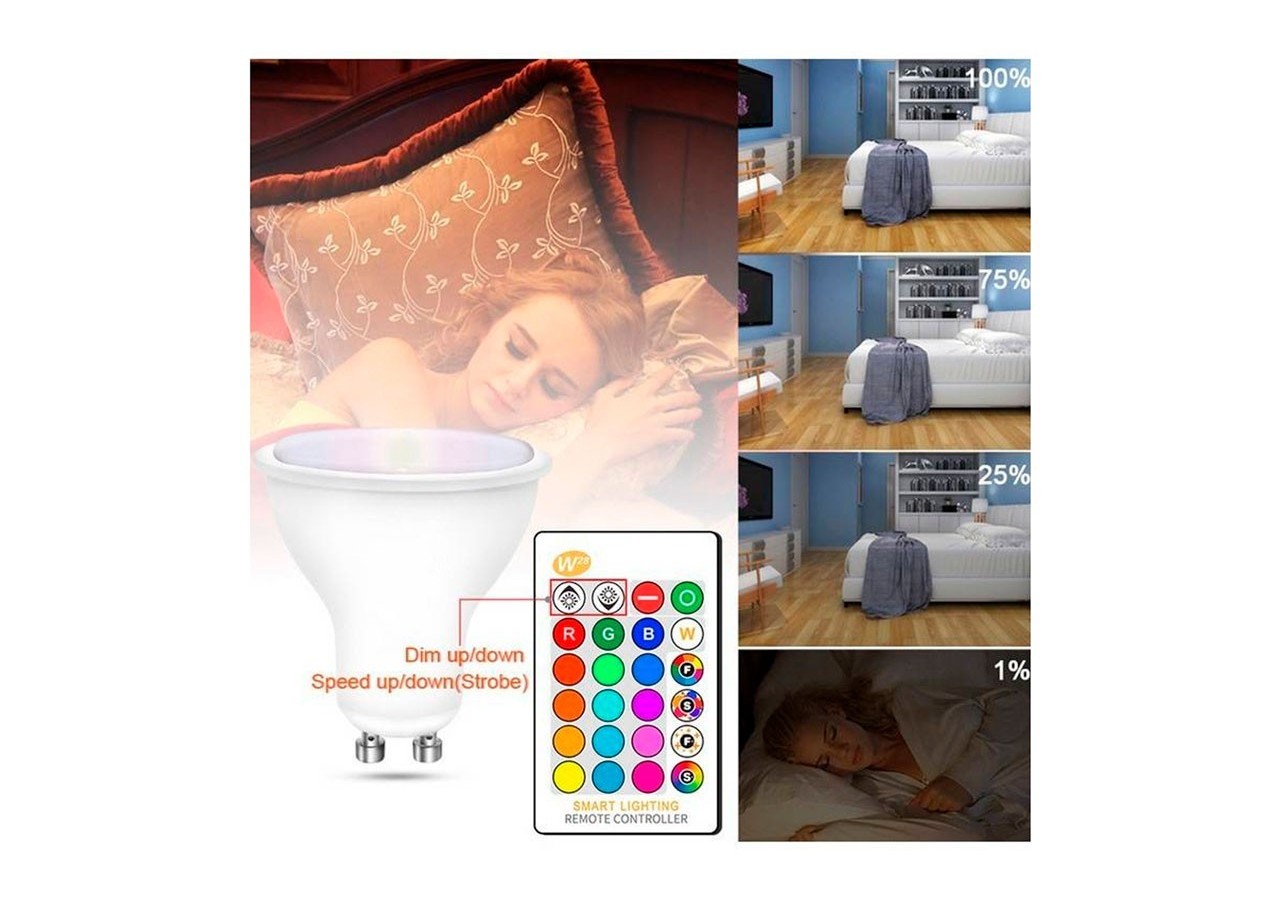 Ampoule LED GU10 RGBW 5W avec télécommande - BC1-GU10-RGBW - Barcelona LED