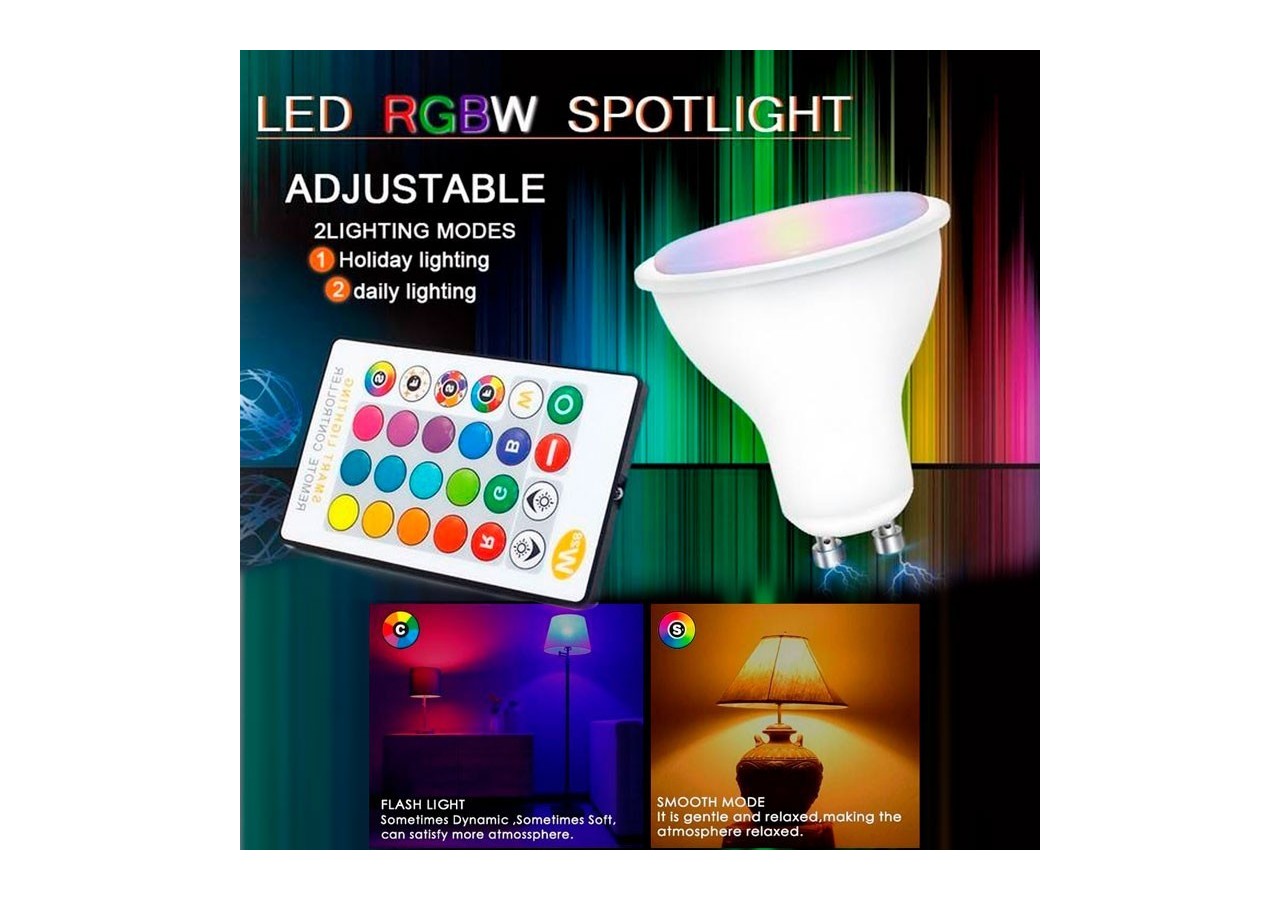 Ampoule LED GU10 RGBW 5W avec télécommande - BC1-GU10-RGBW - Barcelona LED