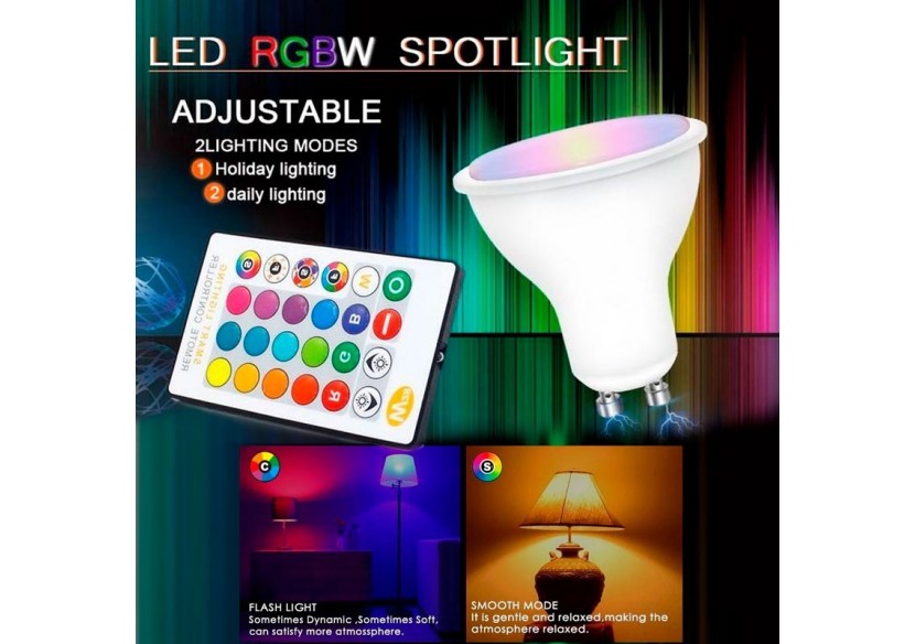 Ampoule LED GU10 RGBW 5W avec télécommande - BC1-GU10-RGBW - Barcelona LED Ampoule LED GU10 RGBW 5W avec télécommande - BC1-GU10-RGBW - Barcelona LED