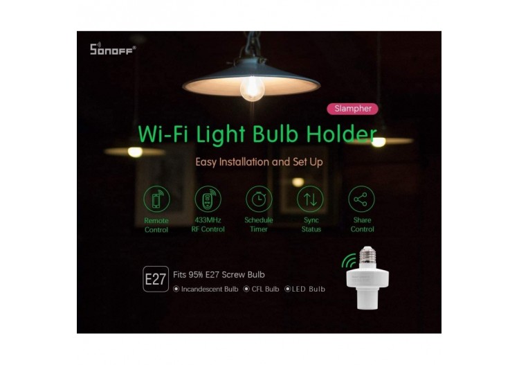 Adaptateur smart pour douille E27 WiFi | SONOFF SLAMPHER - SONOFFSLAMPHER - Barcelona LED 2