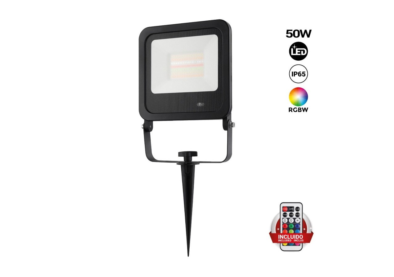 Projecteur LED extérieur RGBW avec télécommande - IP65 - 120 degrés - 50W - B1458-N - Barcelona LED