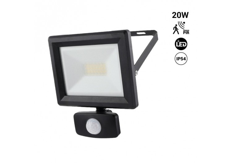 Projecteur LED extérieur avec capteur PIR - IP54 - 120 degrés - 4000K- 20W - B1461-S - Barcelona LED