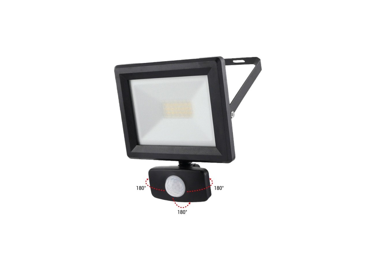 Projecteur LED extérieur avec capteur PIR - IP54 - 120 degrés - 4000K- 20W - B1461-S - Barcelona LED
