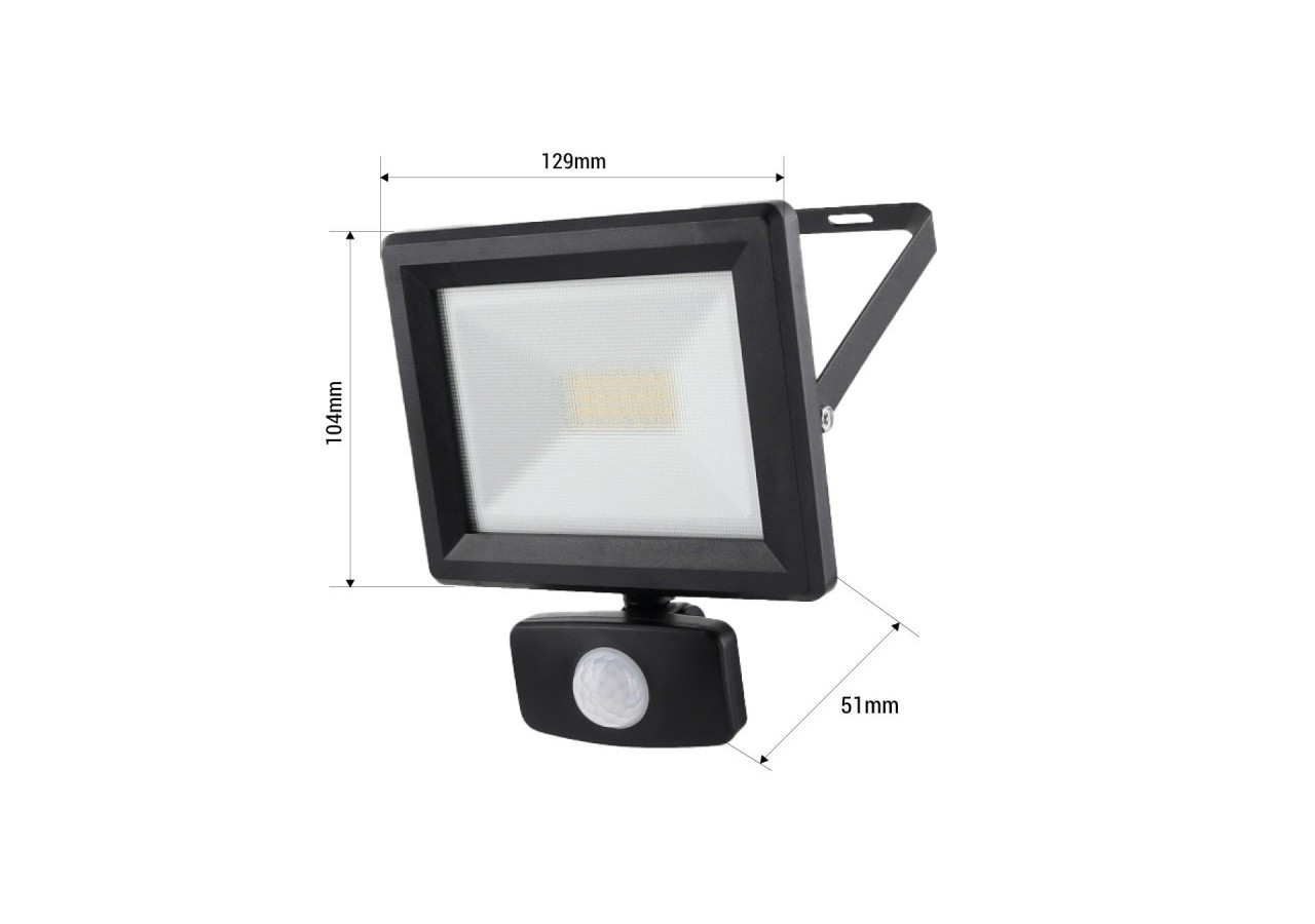 Projecteur LED extérieur avec capteur PIR - IP54 - 120 degrés - 4000K- 20W - B1461-S - Barcelona LED