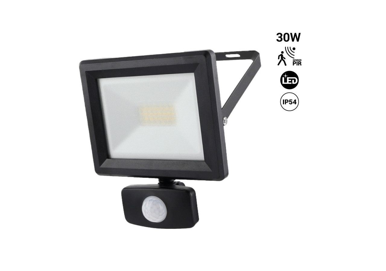 Projecteur LED extérieur avec capteur PIR - IP54 - 120 degrés - 4000K- 30W - B1462-S - Barcelona LED