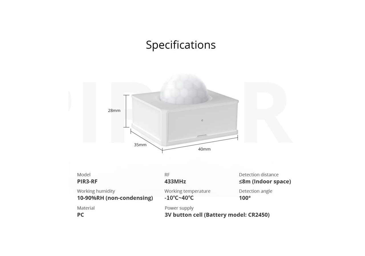 Capteur de présence 433Mhz RF PIR | SONOFF PIR3 - SONOFFPIR3 - Barcelona LED
