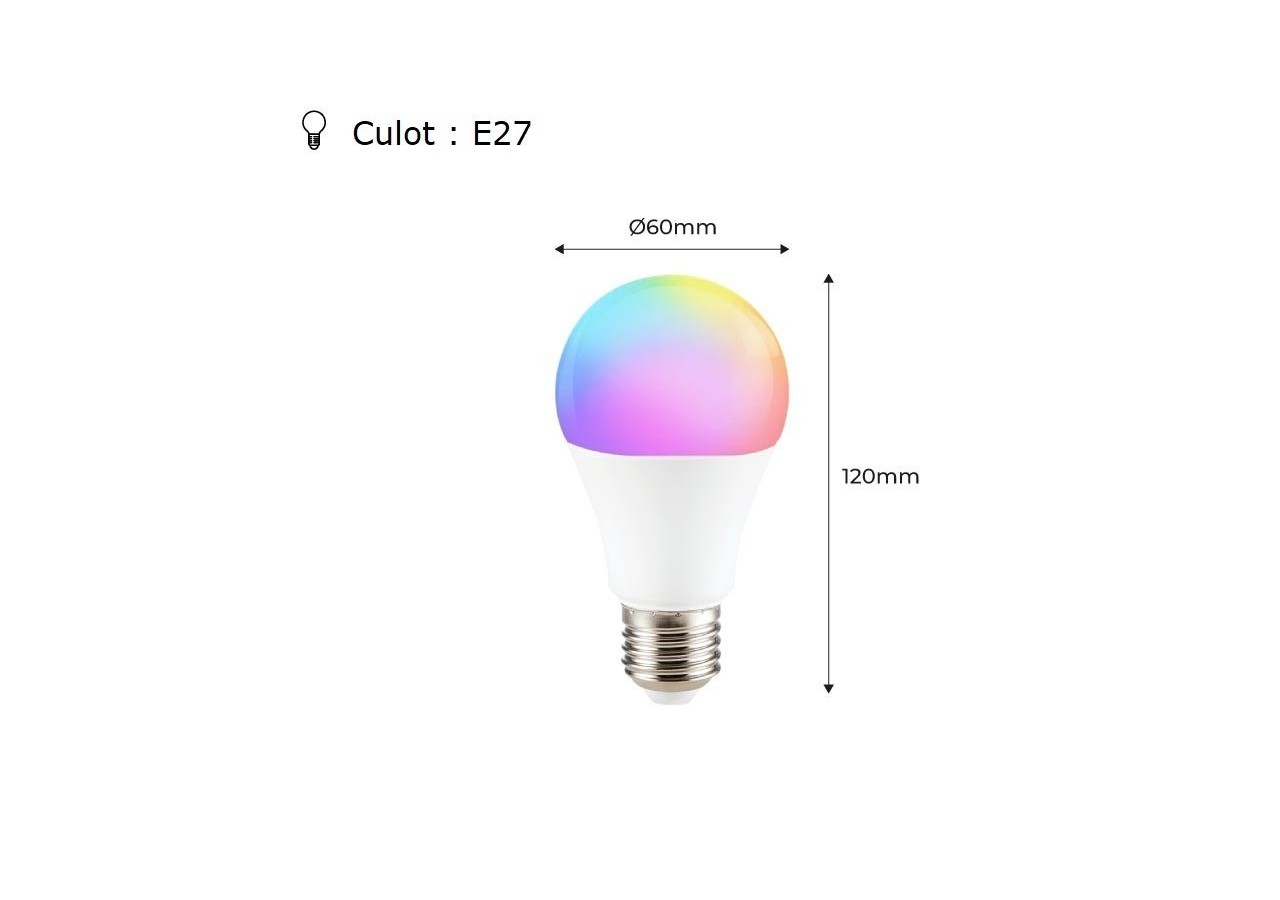 Ampoule LED RGBW A60 E27 9W avec télécommande - BC1-E27A60-RGBW - Barcelona LED