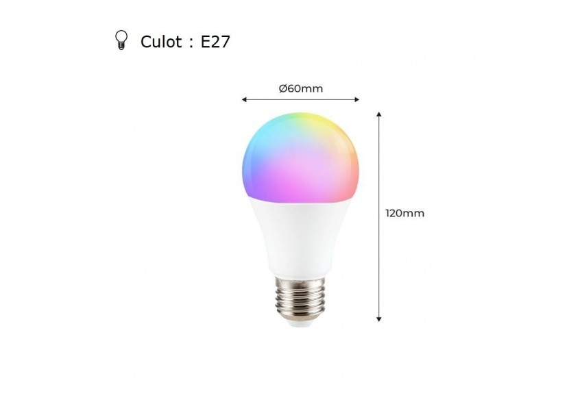 Ampoule LED RGBW A60 E27 9W avec télécommande - BC1-E27A60-RGBW - Barcelona LED