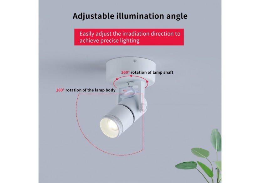 Applique LED 12W orientable avec angle d'éclairage réglable"Escop" - L210-W - Barcelona LED