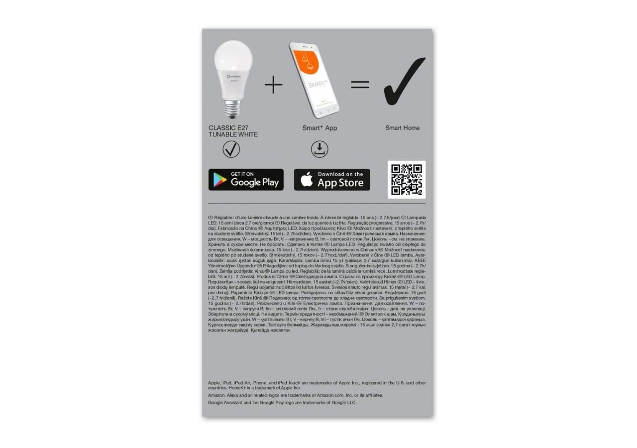 Ampoule LED E27 SMART + WiFi CCT 9W LEDVANCE - O485372 - Barcelona LED