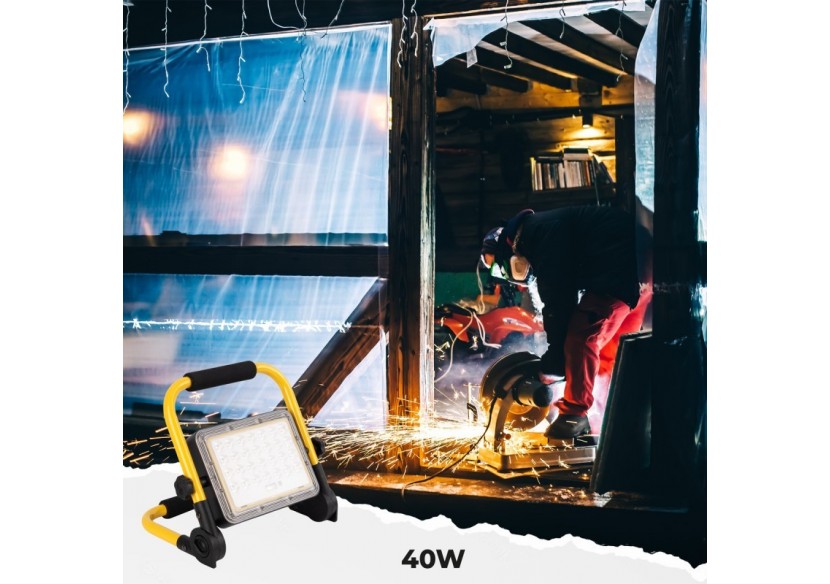 Projecteur LED 40W pour chantier portable - IP65 - 6000K - B18711-40W-BF - Barcelona LED