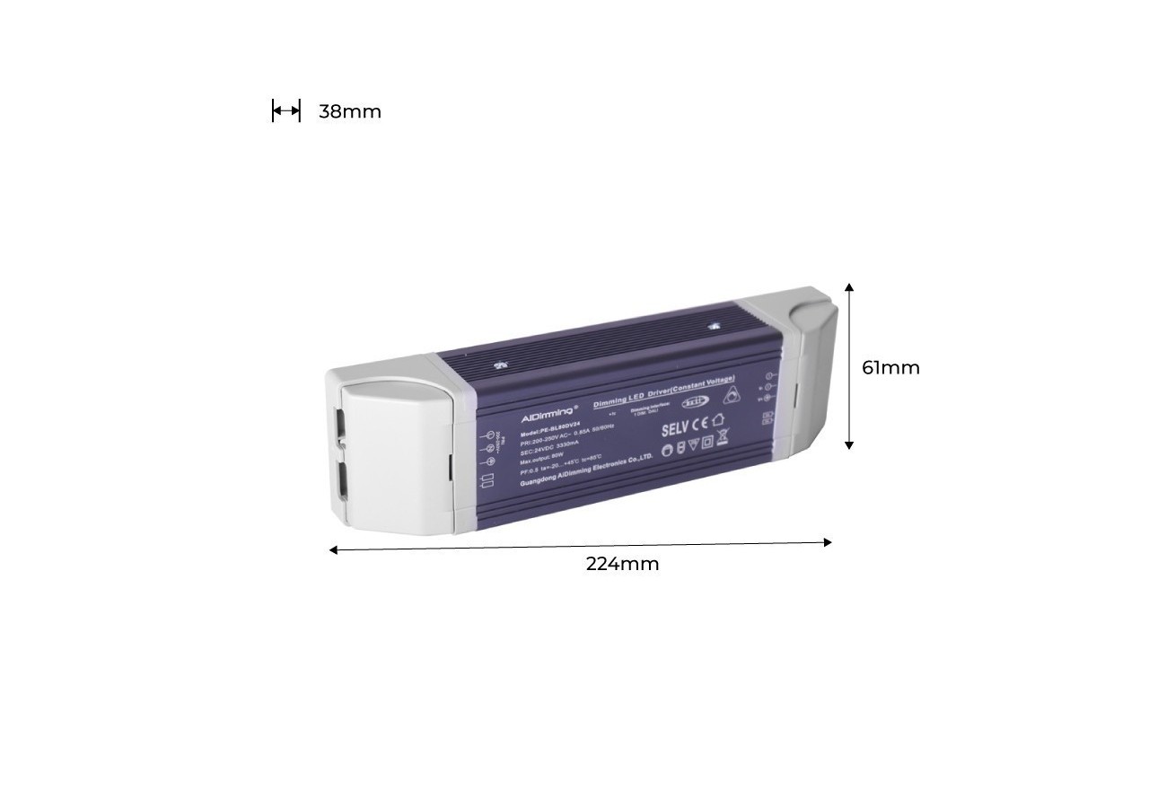 Alimentation dimmable DALI 24V - 3330mA - 80W - PE-BL80DV24 - Barcelona LED