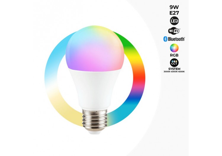 Ampoule LED Smart WIFI E27 - RGB + CCT - 9W - BW1-E27A60-RGBCCT - Barcelona LED