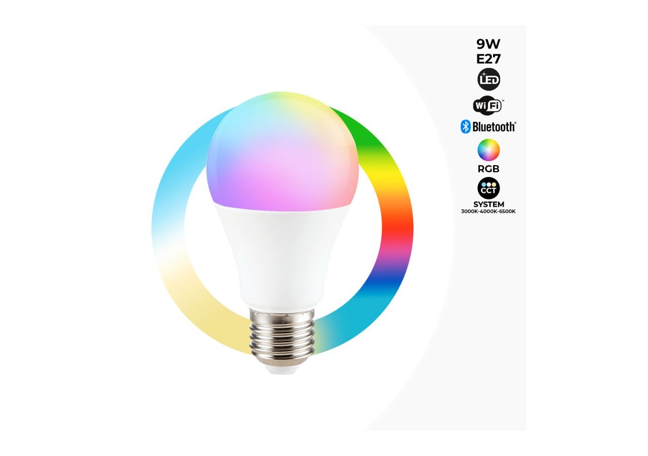 Ampoule LED Smart WIFI E27 - RGB + CCT - 9W - BW1-E27A60-RGBCCT - Barcelona LED