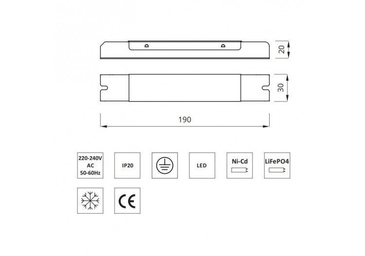 Batterie de conversion bloc de secours LED 4W AutoTest - UMC/4/1/AT - Barcelona LED 2