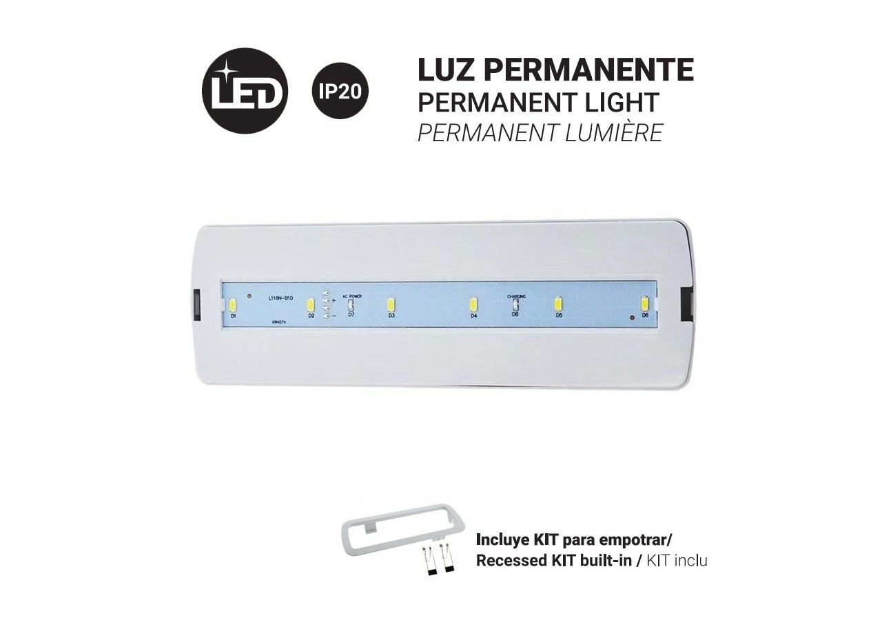 Bloc de secours permanent 3W - 250lm - 3 h d'autonomie - B1050-PERM - Barcelona LED