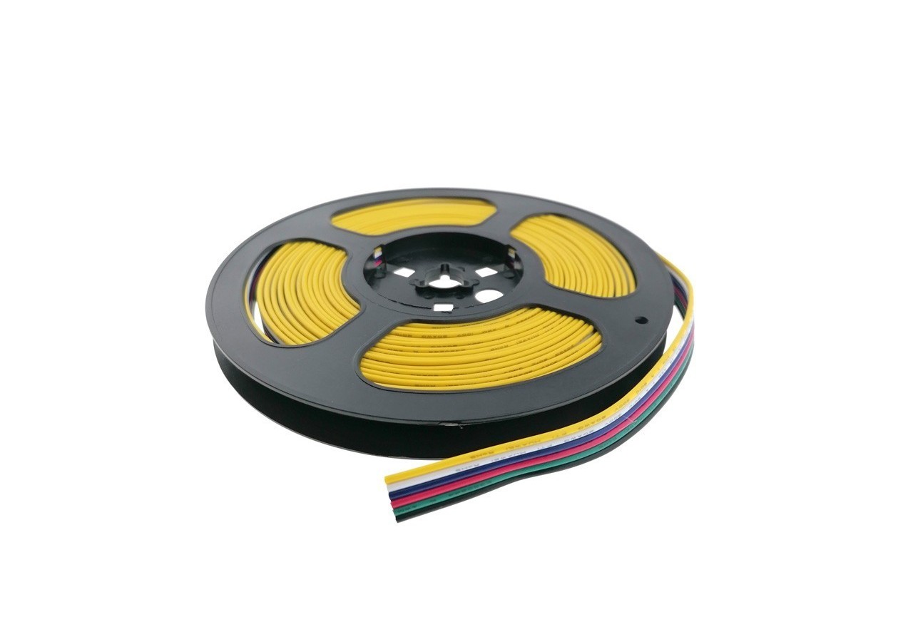 Câble RGB+CCT 6 fils diamètre 0,52mm 12-24V DC - B1693-RGB+CCT-6 - Barcelona LED