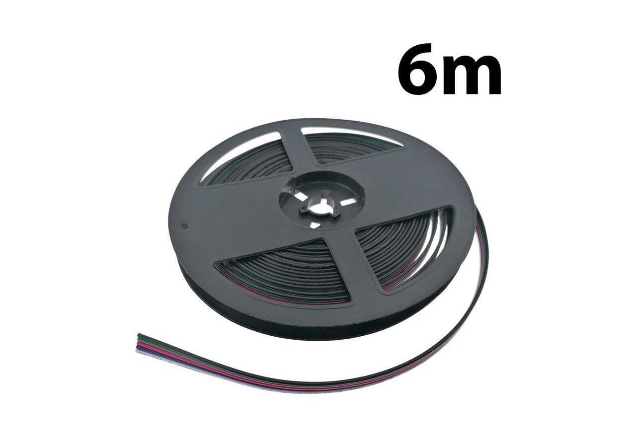 Câble RGBW 5 fils diamètre 0,52mm 12-24V DC - B1693-RGBW-6 - Barcelona LED
