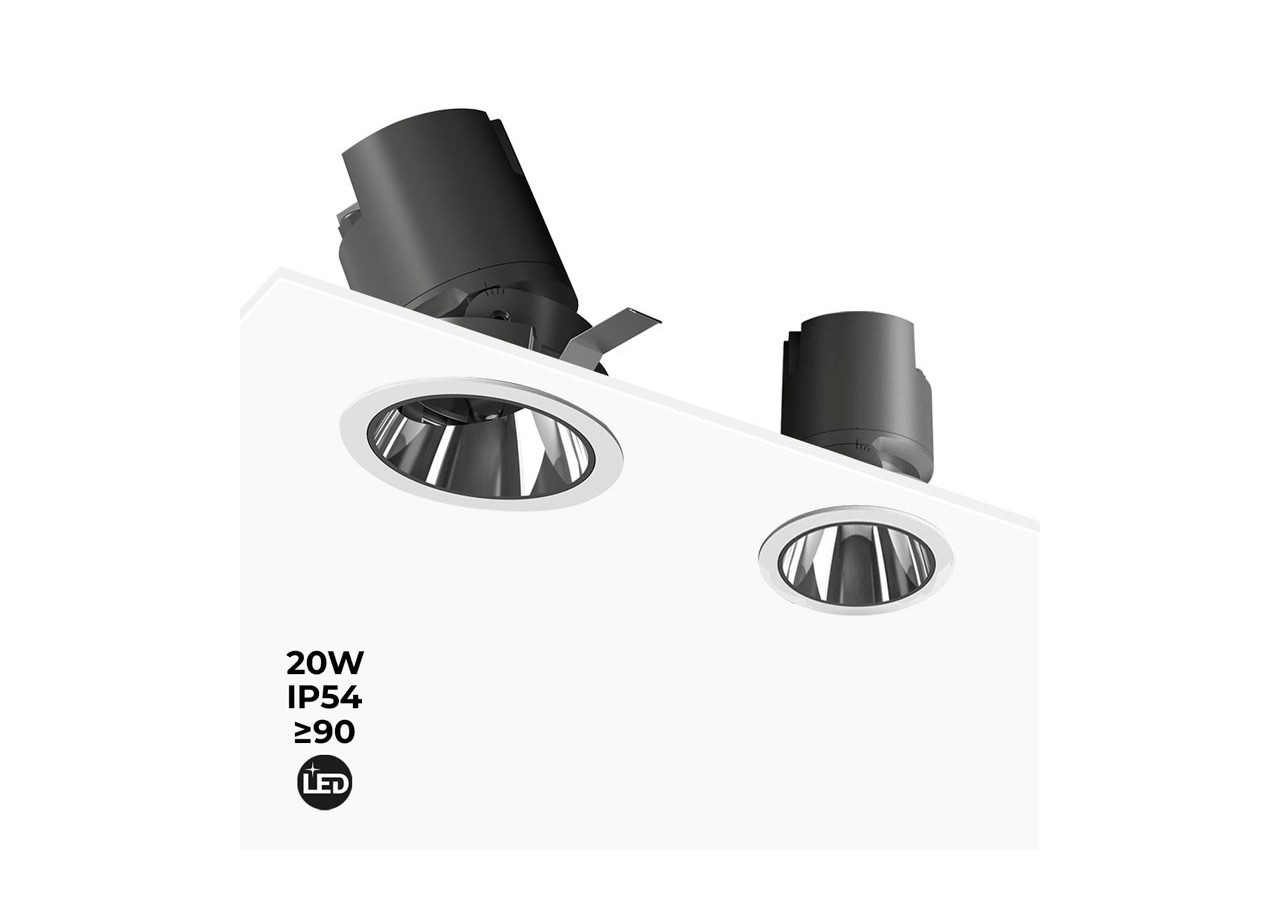 Spot LED encastrable ajustable 20W COB IP54 faible UGR - B9080-20-270 - Barcelona LED