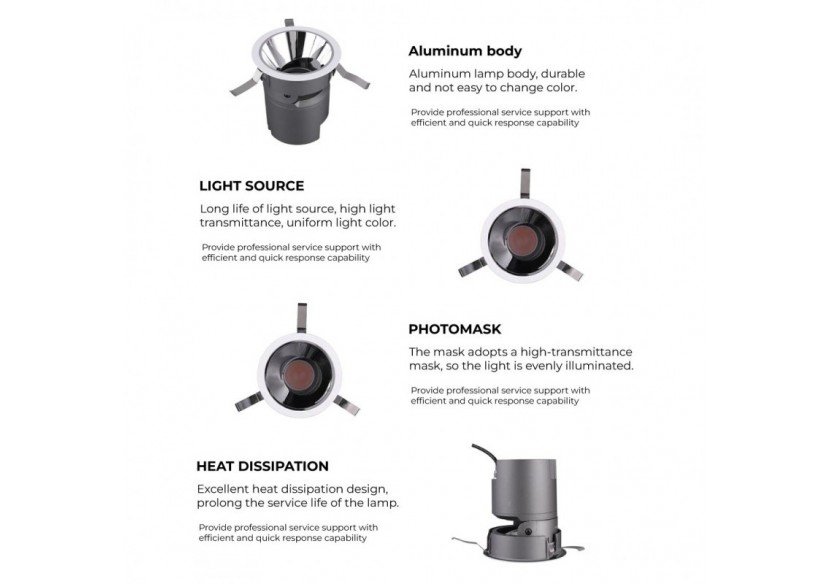 Spot LED encastrable ajustable 20W COB IP54 faible UGR - B9080-20-270 - Barcelona LED Spot LED encastrable ajustable 20W COB IP54 faible UGR - B9080-20-270 - Barcelona LED