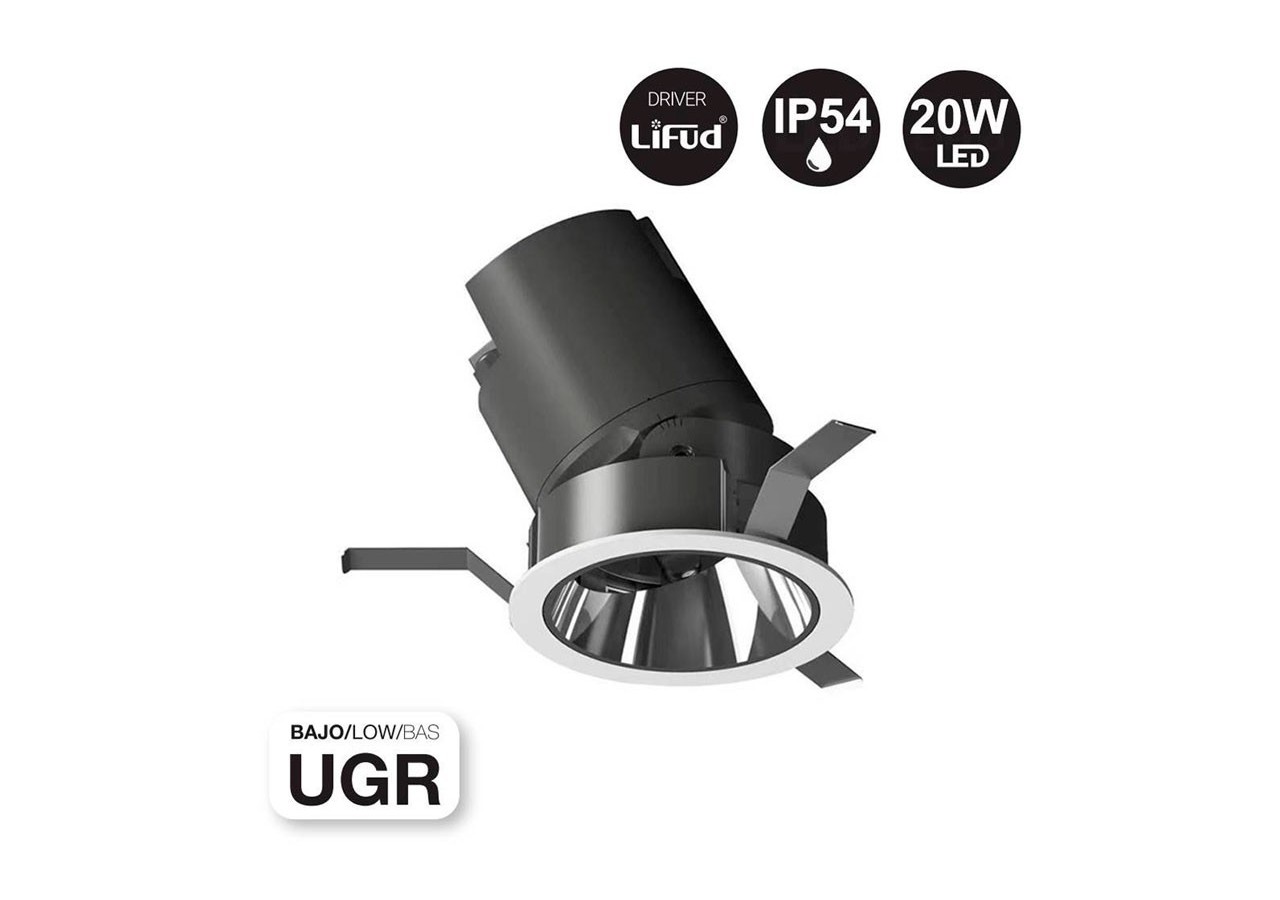 Spot LED encastrable ajustable 20W COB IP54 faible UGR - B9080-20-270 - Barcelona LED