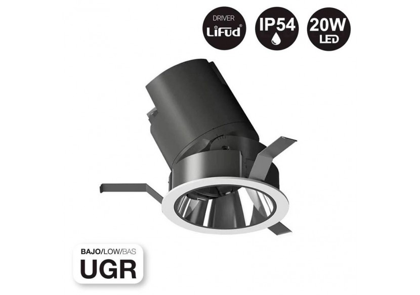 Spot LED encastrable ajustable 20W COB IP54 faible UGR - B9080-20-270 - Barcelona LED Spot LED encastrable ajustable 20W COB IP54 faible UGR - B9080-20-270 - Barcelona LED