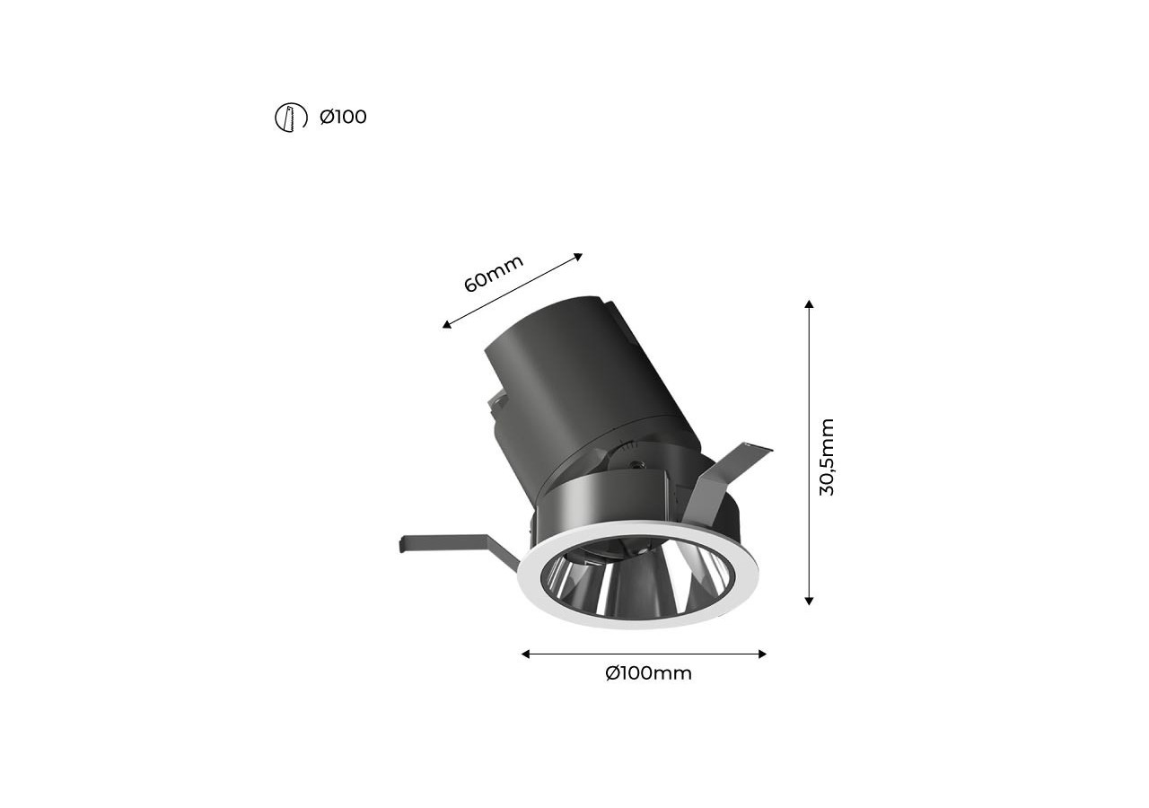 Spot LED encastrable ajustable 20W COB IP54 faible UGR - B9080-20-270 - Barcelona LED
