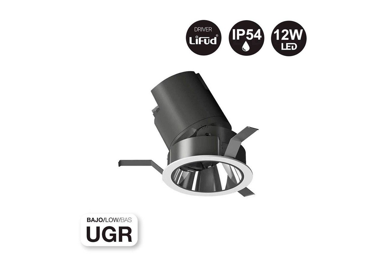Spot LED encastrable ajustable 12W COB IP54 faible UGR - B9080-12-270 - Barcelona LED
