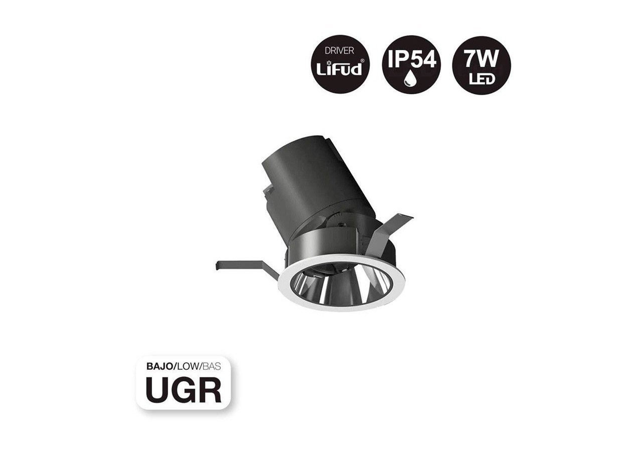 Spot LED encastrable ajustable 7W COB IP54 faible UGR - B9080-7-270 - Barcelona LED