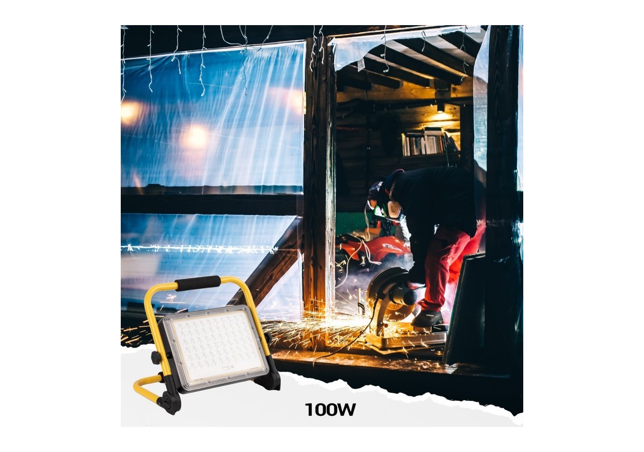Projecteur LED 100W pour chantier portable - IP65 - 6000K - B18711-100W-BF - Barcelona LED