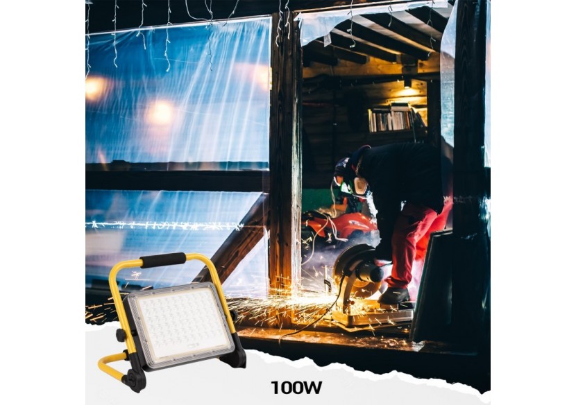 Projecteur LED 100W pour chantier portable - IP65 - 6000K - B18711-100W-BF - Barcelona LED Projecteur LED 100W pour chantier portable - IP65 - 6000K - B18711-100W-BF - Barcelona LED