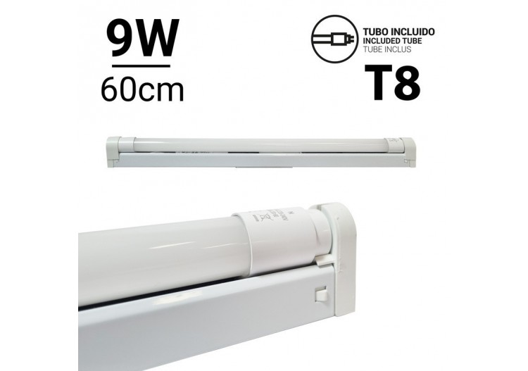 Kit réglette + tube LED T8 60cm 9W 6500K - B8430-60BF - Barcelona LED