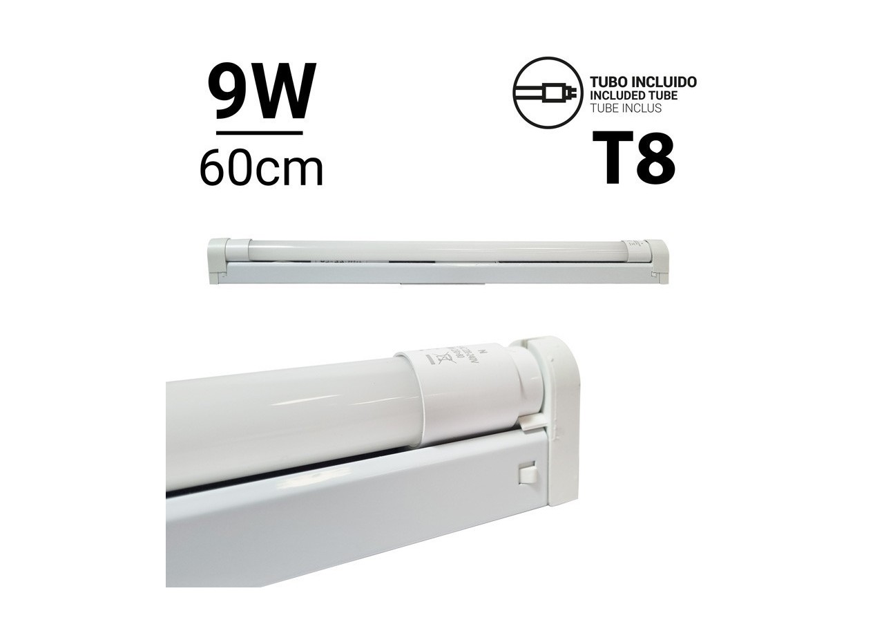 Kit réglette + tube LED T8 60cm 9W 6500K - B8430-60BF - Barcelona LED