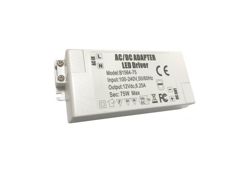 Alimentation 12V DC 75W 6.25A 100-240V - B1564-75W - Barcelona LED Alimentation 12V DC 75W 6.25A 100-240V - B1564-75W - Barcelona LED