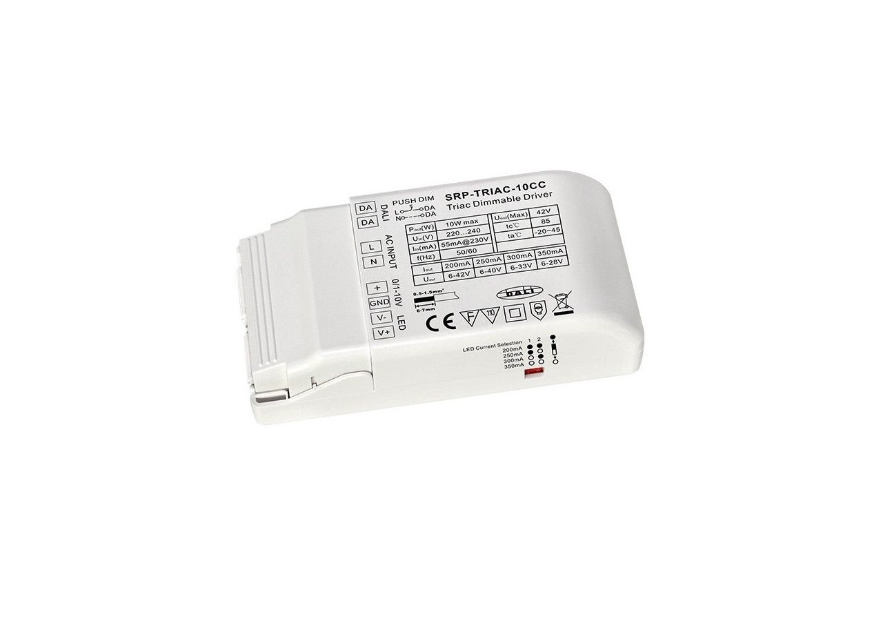 Driver Dimmable TRIAC DALI PUSH 0/1-10V 10W (200-350mA) - SRP-TRIAC-10CC - Barcelona LED