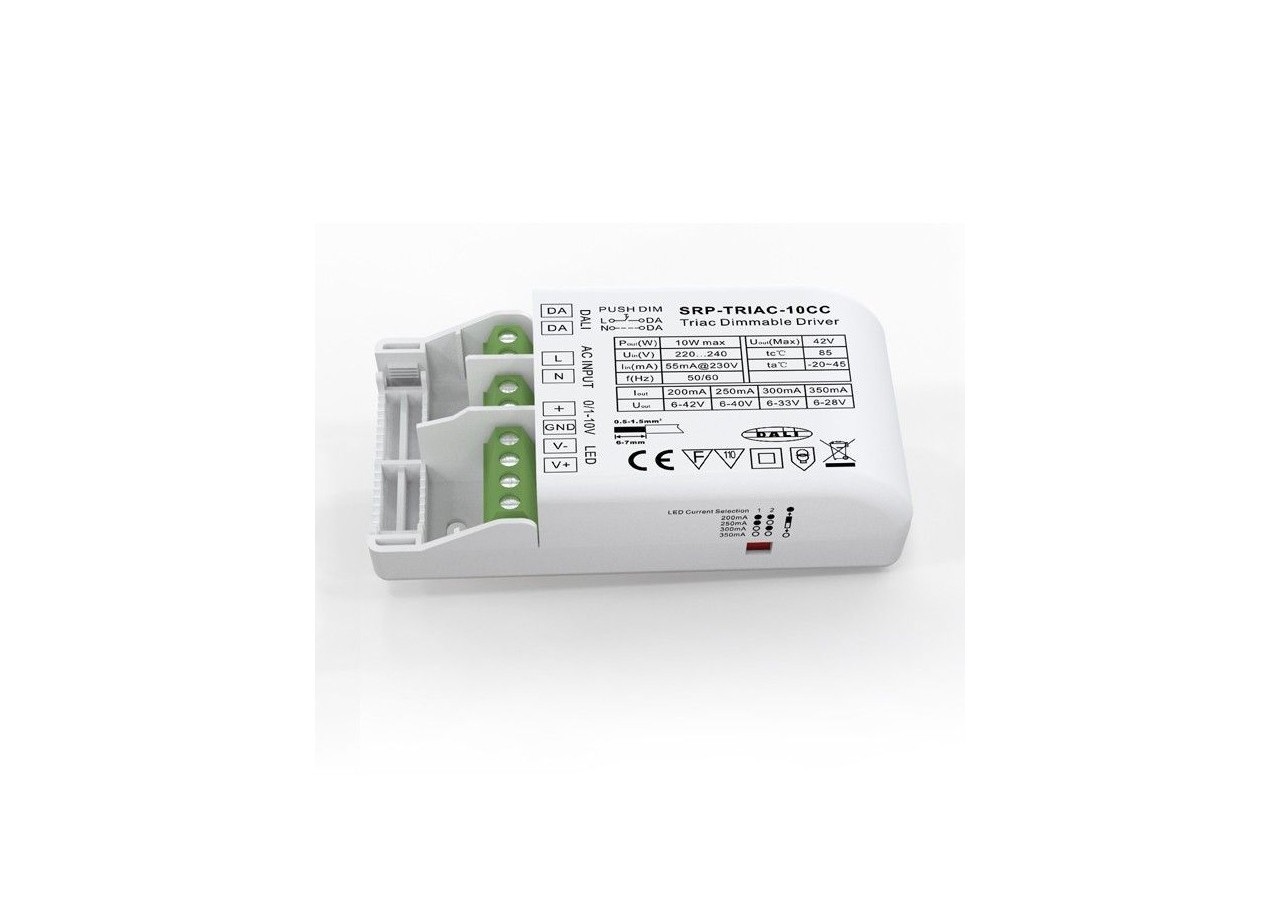 Driver Dimmable TRIAC DALI PUSH 0/1-10V 10W (200-350mA) - SRP-TRIAC-10CC - Barcelona LED