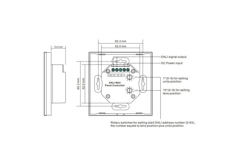 Interrupteur tactile RGB 12-24V-DC (4 zones) DALI RGB TOUCH COLOR - SR-2300TS-RGB-EU - Barcelona LED