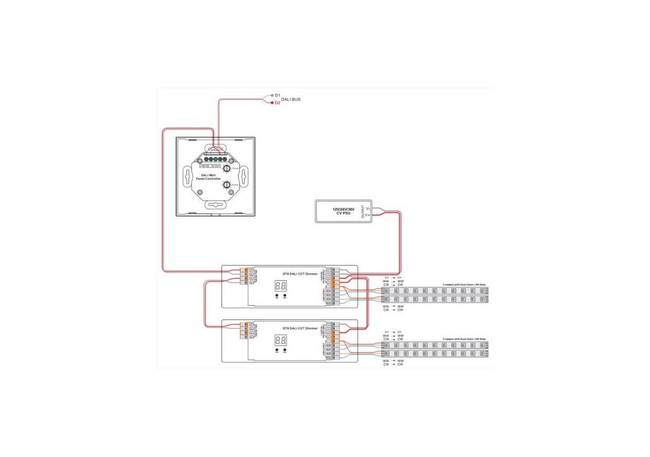 Interrupteur tactile CCT 12-24V-DC (4 zones) DALI DUAL TOUCH COLOR - SR-2300TS-CCT-EU - Barcelona LED