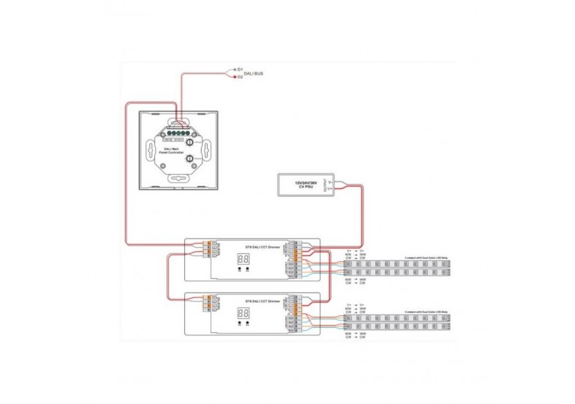 Interrupteur tactile CCT 12-24V-DC (4 zones) DALI DUAL TOUCH COLOR - SR-2300TS-CCT-EU - Barcelona LED