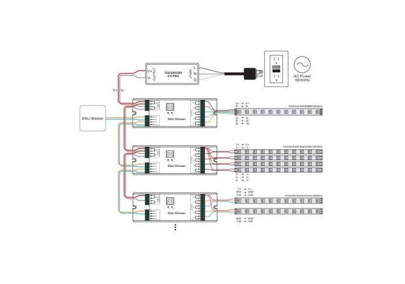 Dimmer Dali DC 12-36V 8A/canal (4 canaux) - SR-2303BEA - Barcelona LED