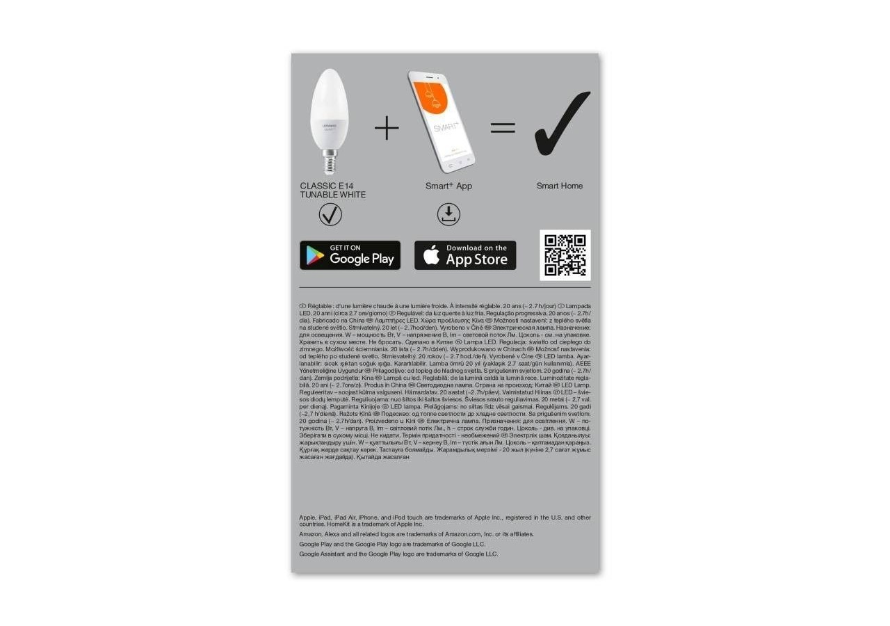 Ampoule LED E14 SMART + WiFi RGBW 5W LEDVANCE - O485631 - Barcelona LED